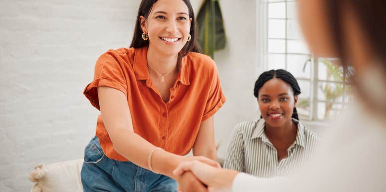 woman meeting someone with the same first name as her