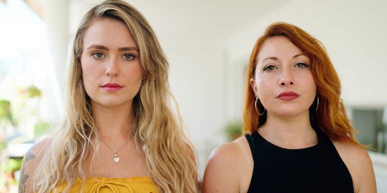 Two women who are best friends forever wearing dresses 