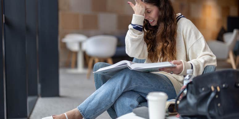 frustrated college student who can barely do math
