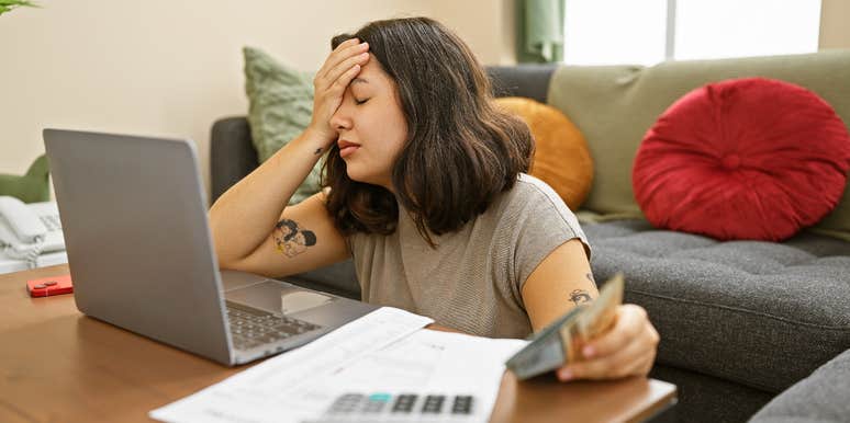 young woman stressed about money
