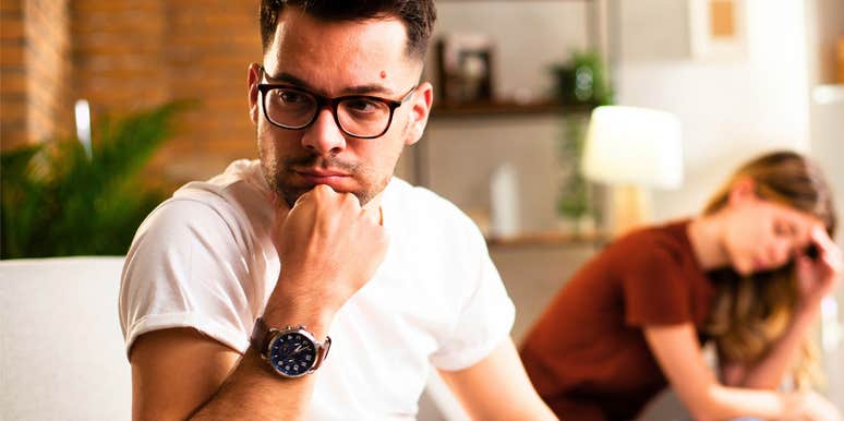 married man dealing with difficult things he won't discuss with his wife