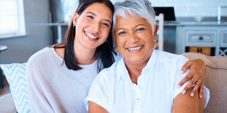 woman with high emotional intelligence hugging her mom
