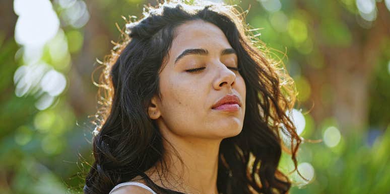 Woman knows how to stay calm.