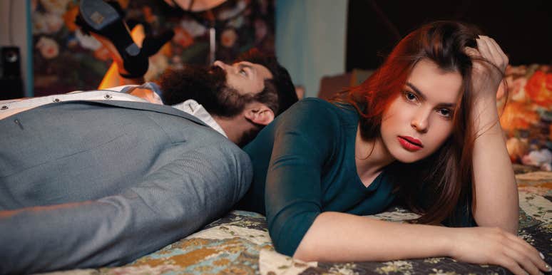 couple feeling resentful of each other looking serious