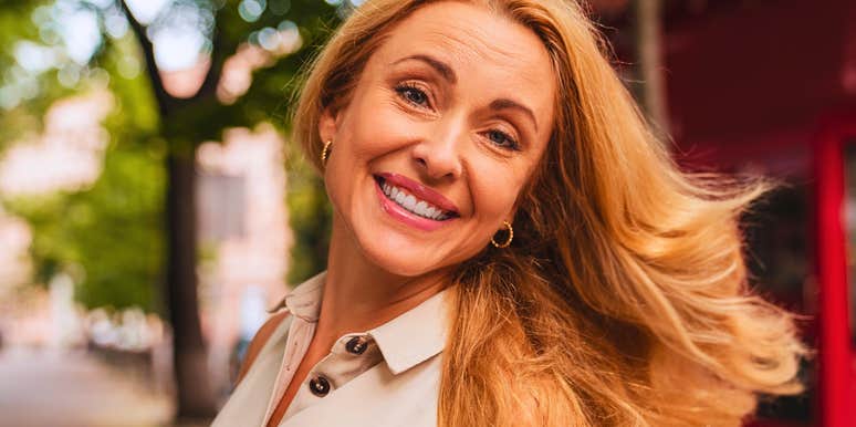 happy woman with adhd walking outside