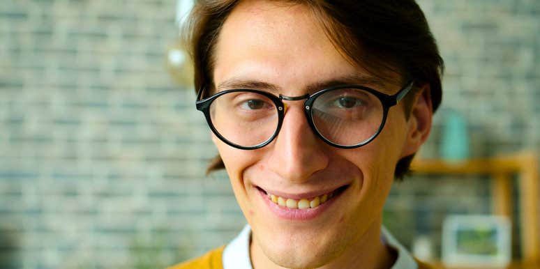 nerdy man smiling
