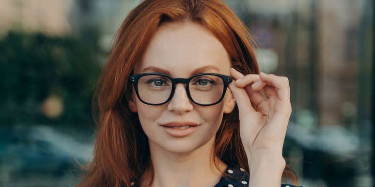 Woman is savvy in conversation.