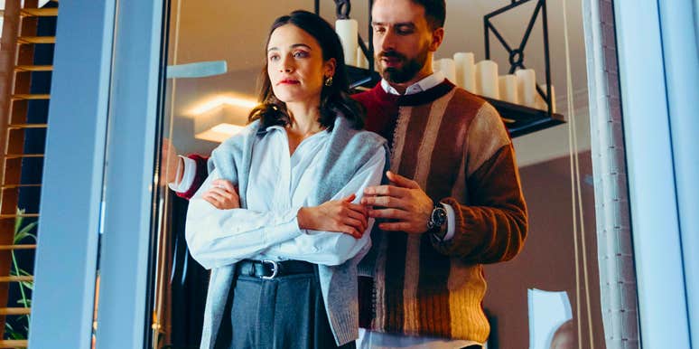 annoyed woman with husband losing her capacity for visitors