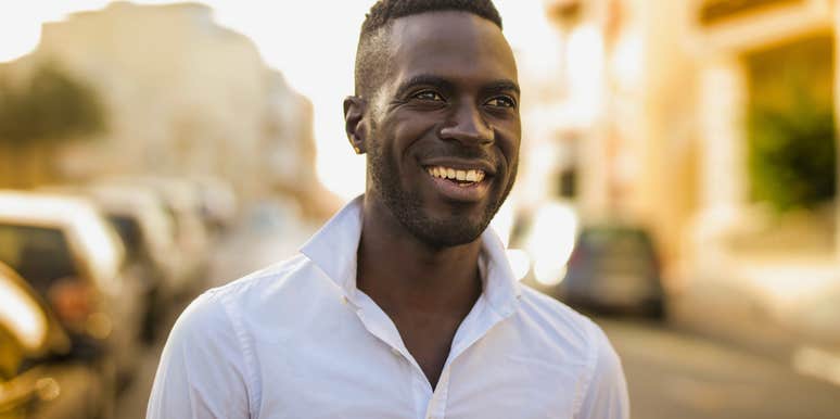 confident excited man with an extra pep in his step walking 