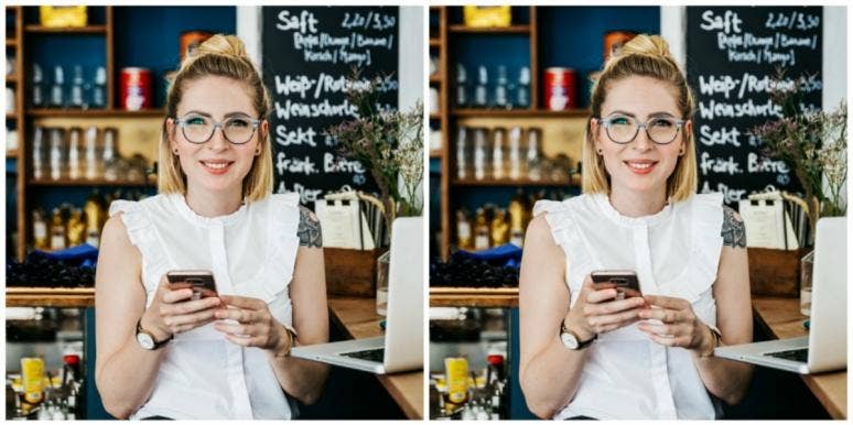 Seeing Angel Number 222: Meaning & Symbolism Explained woman smiling and holding a smartphone