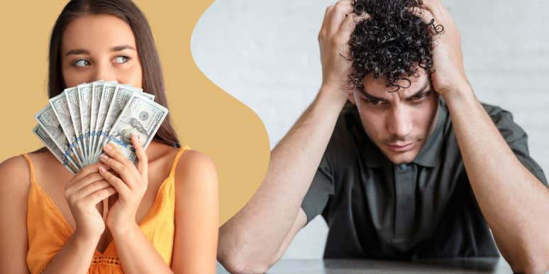 Man fearing of woman spending his money 