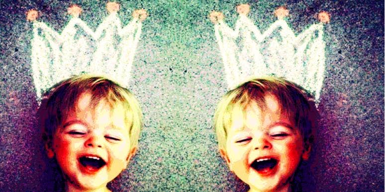Toddler with chalk crown Toddler with chalk crown