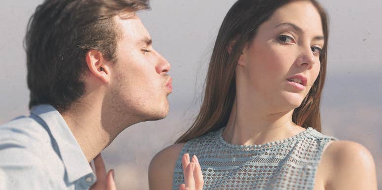 5 Types Of Awful Kisses That Will Make Anyone Break Up With You woman does not want the man to kiss her