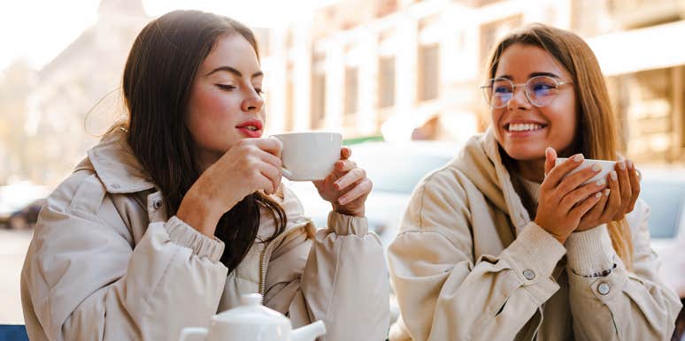 7 Little Secrets To Making Real Adult Friendships That'll Last 2 female friends having coffee
