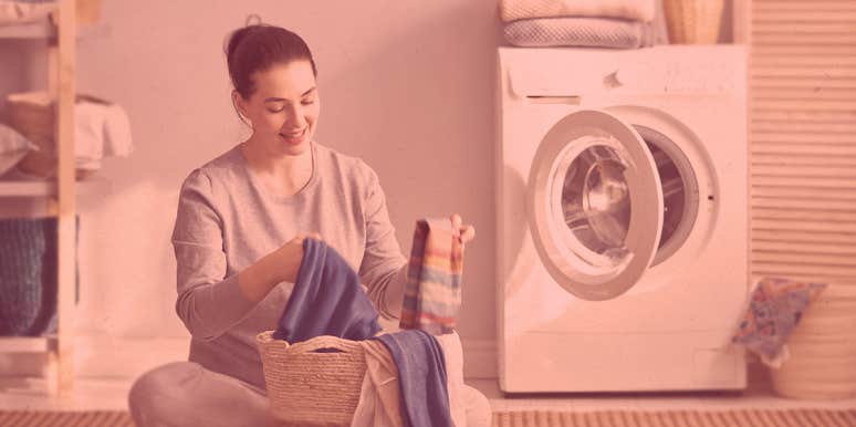 woman doing laundry 