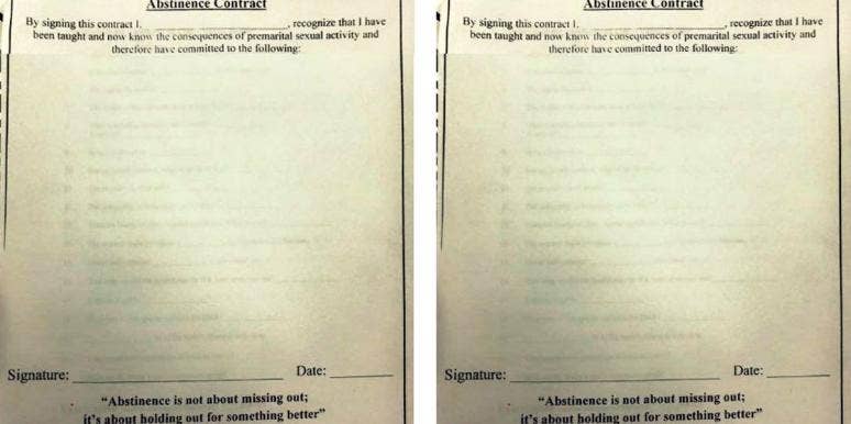 Utah Public High School Sent Abstinence-Only Contracts To Students photo of abstinence-only contracts provided by author
