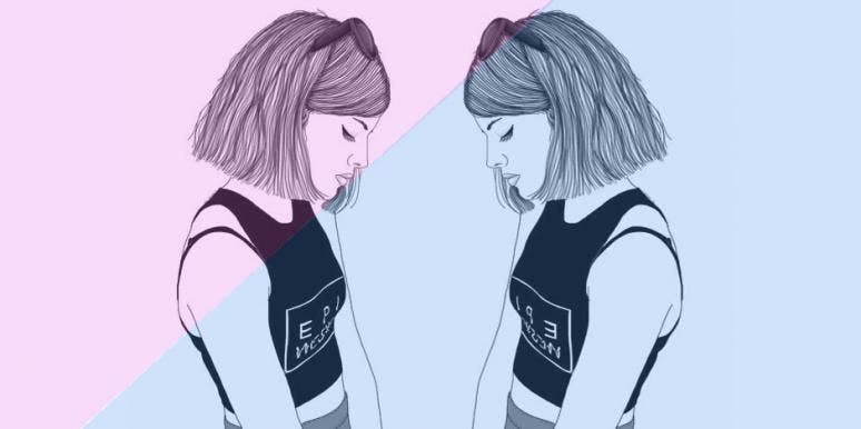 Together, Apart pink blue
