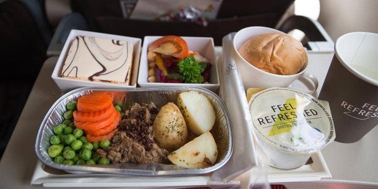 Airplane meal in an airplane Airplane meal in an airplane