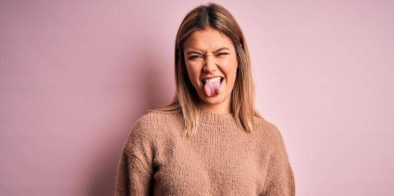 How To Know If You're Allergic To Semen woman tongue out