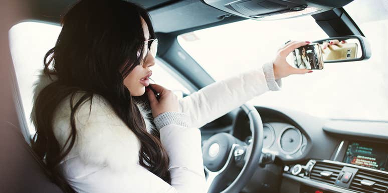 The Most Overlooked Symptom Of Narcissism woman taking selfie in car