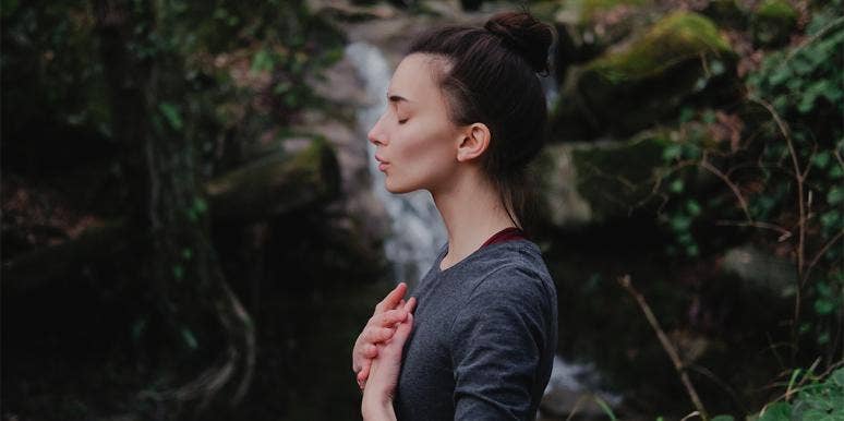 How To Calm Anxiety Instantly With One Simple Breathing Technique woman doing breathing technique