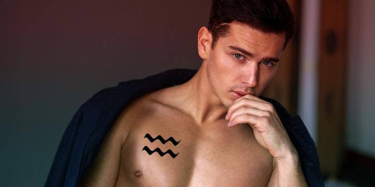 Aquarius Man: Love & Personality Traits, Per Astrology man with aquarius tattoo on chest