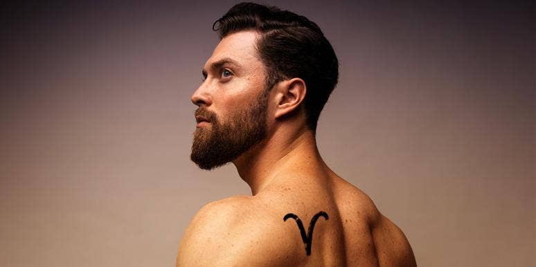How To Love An Aries Man & What This Zodiac Sign Is Like In Relationships man with aries tattoo on shoulder
