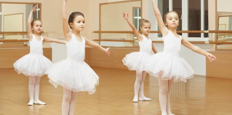 little girls during ballet class 
