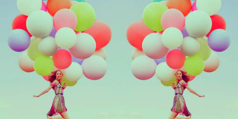 woman with balloons woman with balloons