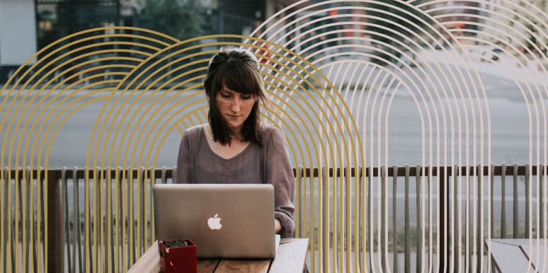 Woman alone at a coffee shop