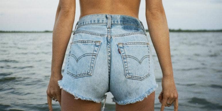 woman in jean shorts