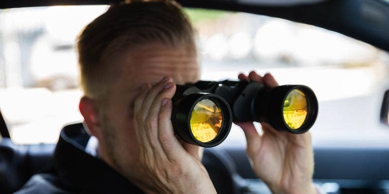 I Used A Private Investigator To Spy On My Ex's Girlfriend man in a car with binoculars