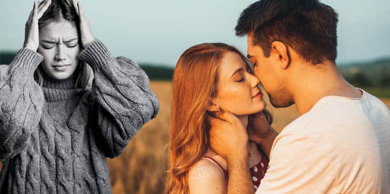 Woman Catches Her Boyfriend Cheating On Her With Her Sister Woman with head in hands, couple kissing