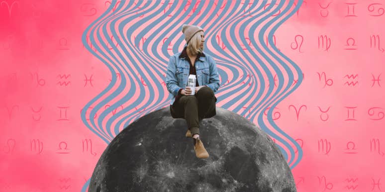 woman sitting on the moon
