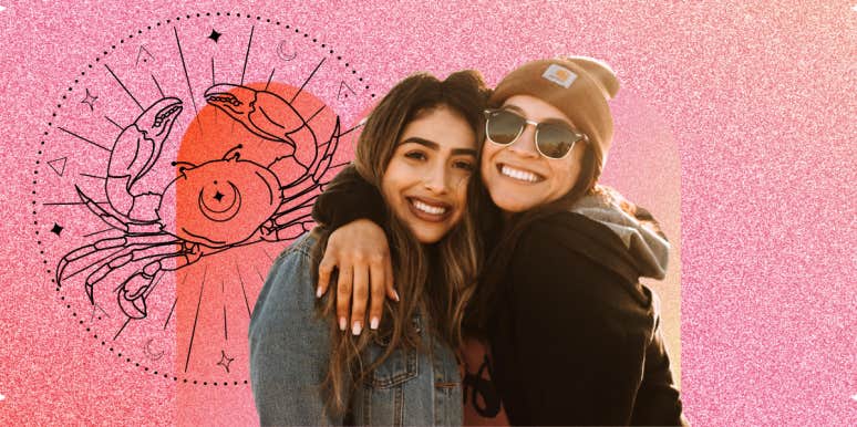 Cancer Friendship Compatibility: Facts About Having A Cancer Best Friend two female friends and cancer zodiac symbol