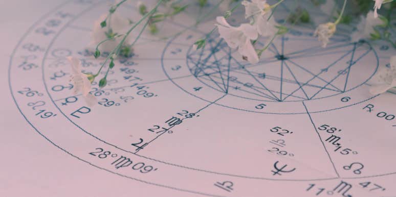 astrology natal chart with flowers
