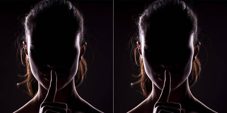 Why I Cheated On Every Partner I Had silhouette of a woman shushing