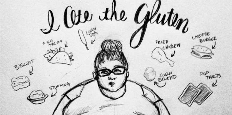 What Happened When I Cheated On My Gluten-Free Diet original drawing by author