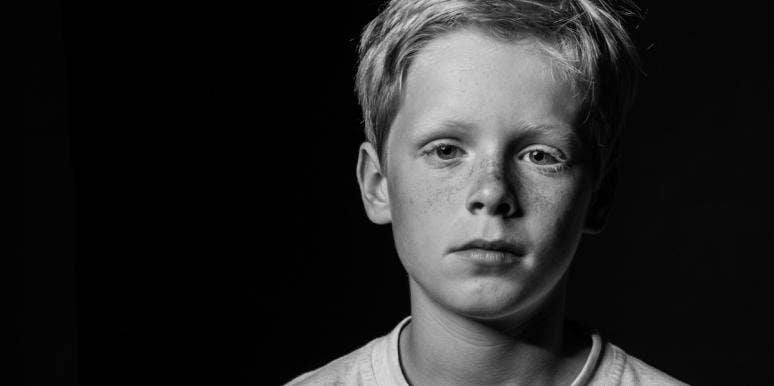 child therapist boy in black and white