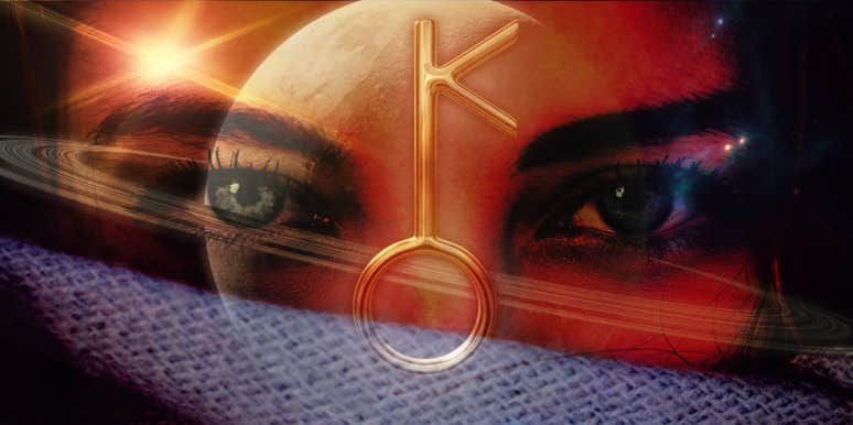 What Your Chiron Sign Means & How To Find It Chiron sign behind woman's eyes