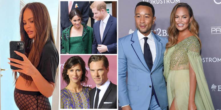 Celebrity Fake Pregnancy Conspiracy Theorists Target Chrissy Teigen Chrissy Teigen, Meghan Markle, Prince Harry, Benedict Cumberbatch, Sophie Hunter, John Legend