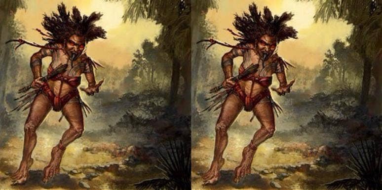 illustration of churel, a female demon who hunts bad husbands