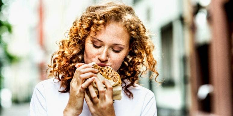 woman eating food