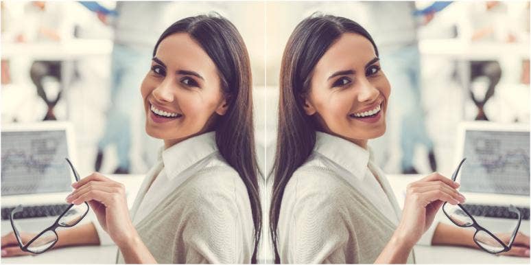 confidence and success mirrored image of office woman