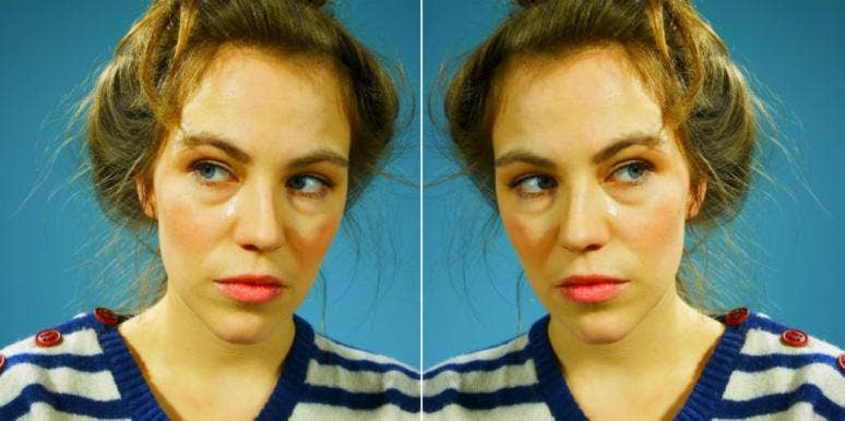 Why You Need Constant Reminders That He Isn't The One stern woman striped shirt blue background