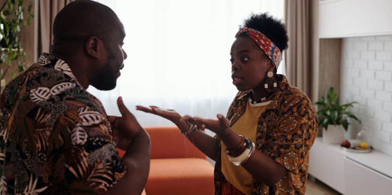 Woman Tells Fiancé's Family He's Unemployed After They Imply She's A 'Gold Digger' Couple arguing