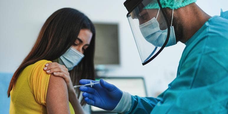 Covid-19 vaccine being administered Covid-19 vaccine being administered