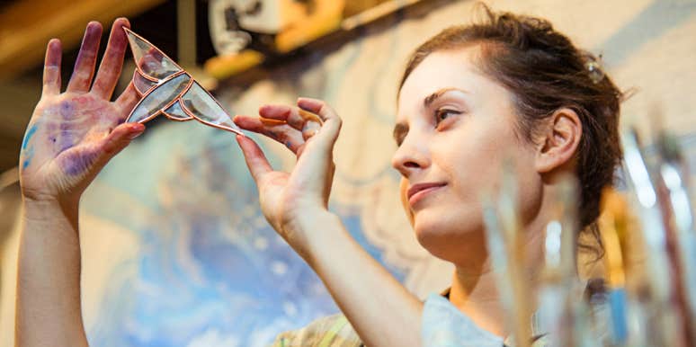 Creative people traits Glass artist observes her work