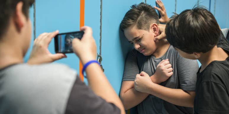 Dad's Girlfriend Invites His Son's Bullies Over For A Sleepover A kid being bullied by two classmates at school