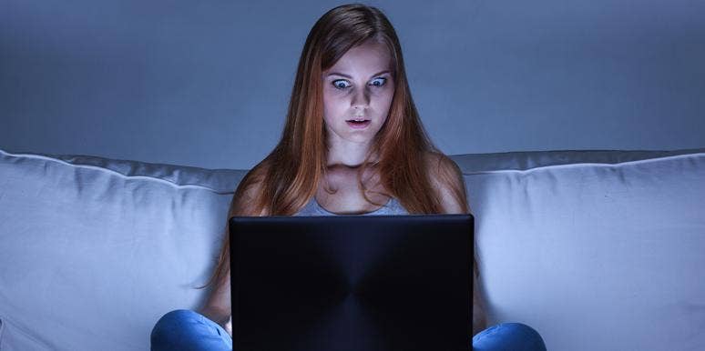 I Put A Dating Ad On Craigslist And Whoa, Did I Hit Creeper Pay Dirt woman looking horrified at computer screen